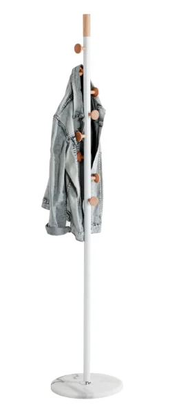 Garderobenständer 35 x 178 cm Marmor/natur/weiß