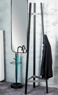 Garderobenständer PAUL 47 x 177 cm Metall Chrom/schwarz