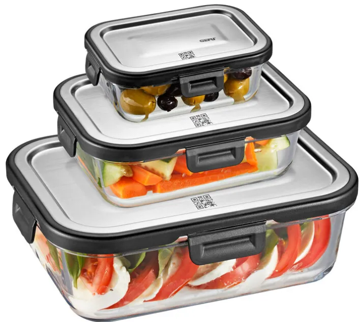 GEFU Frischhaltedose MILO 3-teilig schwarz/ silberfarbig