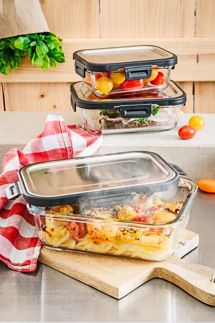 GEFU Frischhaltedose MILO 3-teilig schwarz/ silberfarbig