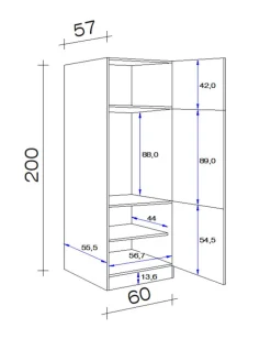 Geräteumbauschrank NEO 60 x 200 x 57 cm Weiß