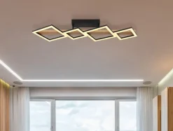 GLOBO LED Deckenlampe DUSTIN 92 x 30 cm Holzoptik