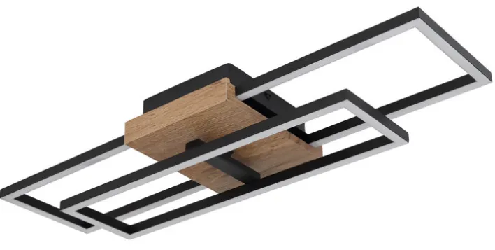 GLOBO LED Deckenlampe KENDRA 60 cm Holzoptik