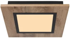 GLOBO LED Deckenlampe LEA 30 x 30 cm Holzoptik