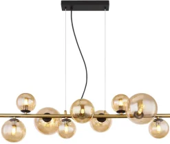 GLOBO LED Retrofit Balkenpendel RIHA 9-flg messingfarbig /amber