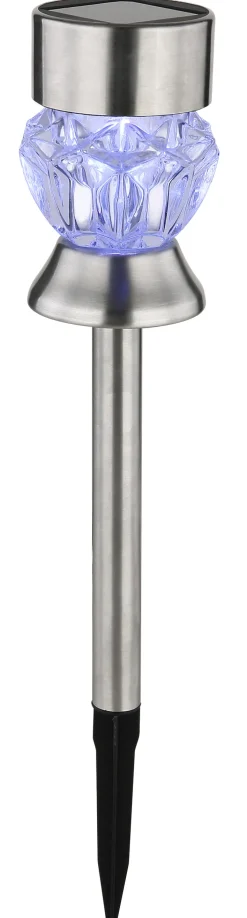 GLOBO LED Solarlampe Gartenspieß SIMON 2er Set silberfarbig