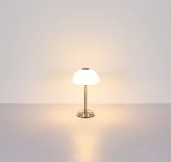 GLOBO LED Tischlampe ULDIN 31 cm nickelfarbig