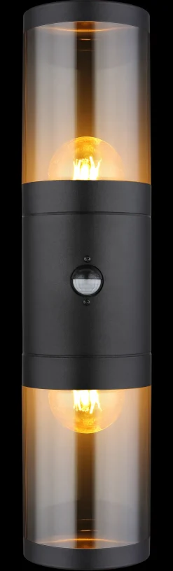 GLOBO Retrofit Außenwandleuchte XELOO B 2-flg schwarz /rauchfarbig