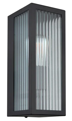 GLOBO Retrofit Außenwandleuchte GUNDULA schwarz /Glas