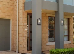 GLOBO Retrofit Außenwandleuchte GUNDULA schwarz /Glas