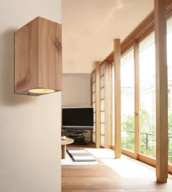 GLOBO Retrofit Außenwandleuchte VERONIKA 15 cm eckig /Holzoptik