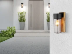 GLOBO Retrofit Außenwandleuchte ETSI Holzoptik