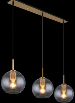 GLOBO Retrofit Balkenpendel ADARA 3-flg messingfarbig /Klarglas