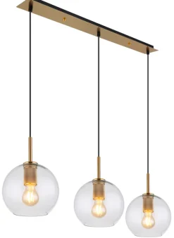 GLOBO Retrofit Balkenpendel ADARA 3-flg messingfarbig /Klarglas