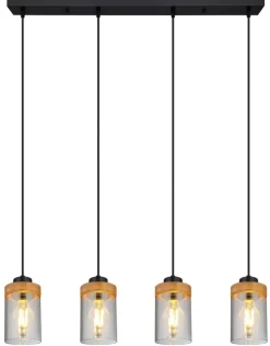 GLOBO Retrofit Balkenpendel FINCA 82 cm schwarz /Holz