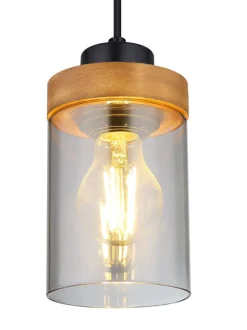 GLOBO Retrofit Balkenpendel FINCA 82 cm schwarz /Holz