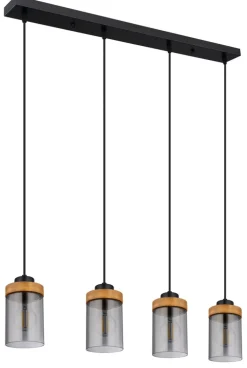 GLOBO Retrofit Balkenpendel FINCA 82 cm schwarz /Holz