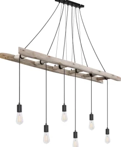 GLOBO Retrofit Balkenpendel IRMGARD 160 cm schwarz /Holz