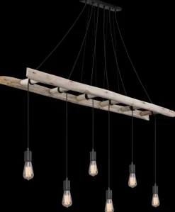 GLOBO Retrofit Balkenpendel IRMGARD 160 cm schwarz /Holz