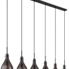 GLOBO Retrofit Balkenpendel OSKUS 6-flg schwarz /Rauchglas
