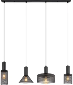 GLOBO Retrofit Balkenpendel JEDD 4-flg schwarz