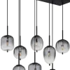 GLOBO Retrofit Balkenpendel ATTILA 8-flg schwarz /Rauchglas