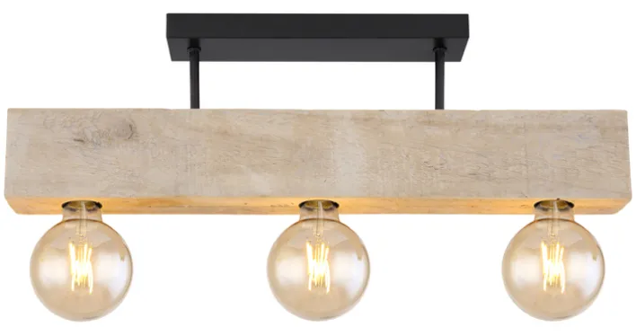 GLOBO Retrofit Deckenlampe ADALIE 60 cm schwarz /Holz