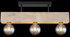 GLOBO Retrofit Deckenlampe ADALIE 60 cm schwarz /Holz