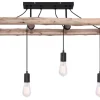 GLOBO Retrofit Deckenlampe IRMGARD 115 cm schwarz /Holz