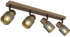 GLOBO Retrofit Deckenlampe mit 4 Spots SATELLA kaffeebraun /rauchfarbig