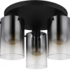 GLOBO Retrofit Deckenlampe FLORENTINA 3-flg schwarz /Rauchglas