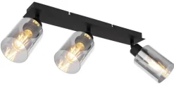 GLOBO Retrofit Deckenlampe HADERA 3 Spots schwarz /Rauchglas