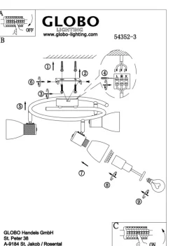 GLOBO Retrofit Deckenlampe 3 Spots Ø 25 GYLFI Nickel mit hellem Holz