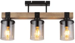 GLOBO Retrofit Deckenlampe LILA 52 cm Holz /rauchfarbig