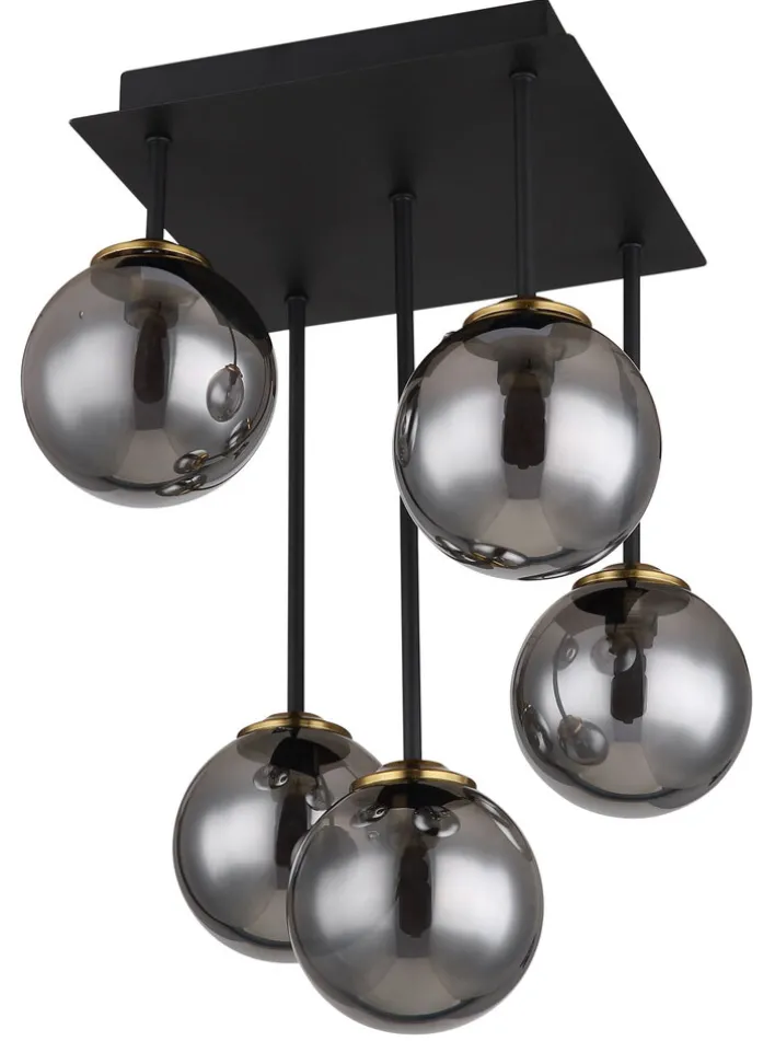 GLOBO Retrofit LED Deckenlampe JORGE schwarz /rauchfarbig