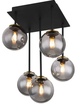 GLOBO Retrofit LED Deckenlampe JORGE schwarz /rauchfarbig