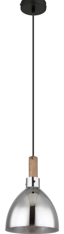 GLOBO Retrofit LED Pendelleuchte MATTEA 1-flg schwarz /Holzdekor