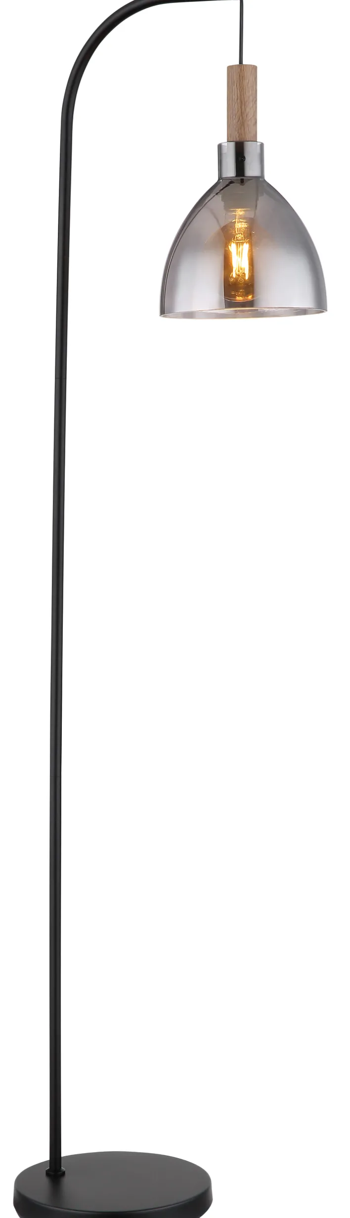 GLOBO Retrofit LED Stehleuchte MATTEA schwarz /Holzdekor