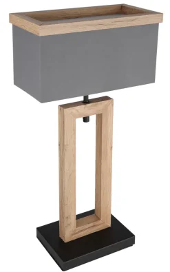 GLOBO Retrofit LED Tischlampe OSSI 55 cm grau /Holzoptik