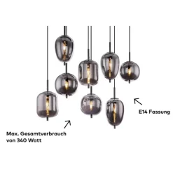 GLOBO Retrofit Pendellampe BLACKY 8-flammig
