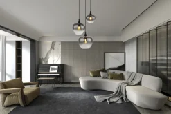 GLOBO Retrofit Pendelleuchte MAXY 3-flg schwarz /Rauchglas