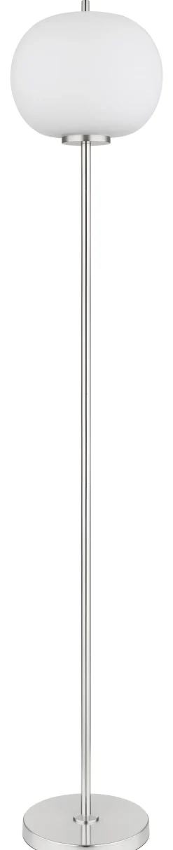 GLOBO Retrofit Stehlampe BLACKY 160 cm nickelfarbig /opalweiĂ