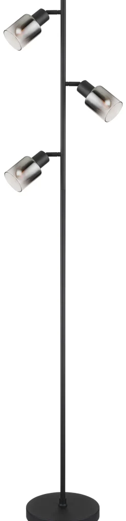 GLOBO Retrofit Stehleuchte HUBERTUS schwarz /rauch