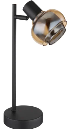 GLOBO Retrofit Tischlampe TOKKI schwarz /rauch und amber