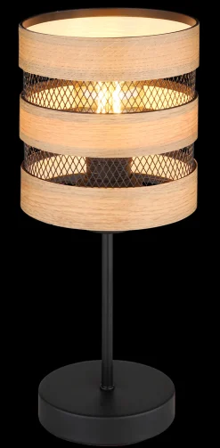 GLOBO Retrofit Tischlampe MOITAS schwarz /naturfarbig