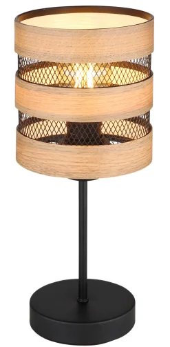 GLOBO Retrofit Tischlampe MOITAS schwarz /naturfarbig