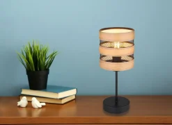 GLOBO Retrofit Tischlampe MOITAS schwarz /naturfarbig