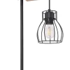 GLOBO Retrofit Tischlampe MINA schwarz/naturfarbig