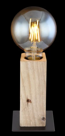 GLOBO Retrofit Tischlampe ADALIE 15 cm schwarz /Holz