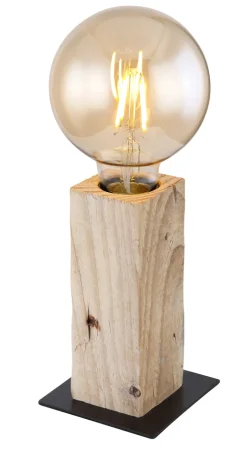 GLOBO Retrofit Tischlampe ADALIE 15 cm schwarz /Holz